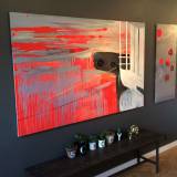 Uden Titel #1 | Malerier | Agnieszka Zawisza | Beauton Art Gallery malerier, abstrakte, geometriske, grafiske, mønstre, blå, grå, røde,  bomuldslærred, olie, abstrakte-former, atmosfære, samtidskunst, dansk, design, interiør, bolig-indretning, moderne, moderne-kunst, nordisk, pop-art, skandinavisk, Køb original kunst og kunstplakater. Malerier, tegninger, limited edition kunsttryk & plakater af dygtige kunstnere.