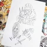 Satan | Tegninger | Halfdan Pisket | Beauton Art Gallery tegninger, illustrative, pop, tegneserier, typografi, sorte, grå, hvide, artliner, papir, tusch, abstrakte-former, Køb original kunst og kunstplakater. Malerier, tegninger, limited edition kunsttryk & plakater af dygtige kunstnere.