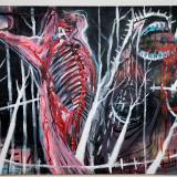malerier, dyr, ekspressionistiske, natur, dyreliv, sorte, grå, røde, hvide, akryl,  bomuldslærred, tusch, spraymaling, ekspressionisme, vilde-dyr, Køb original kunst af den højeste kvalitet. Malerier, tegninger, limited edition kunsttryk & plakater af dygtige kunstnere.