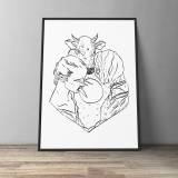 Trinity | Plakater-posters-kunsttryk, Giclee-tryk | Halfdan Pisket | Beauton Art Gallery plakater-posters-kunsttryk, giclee-tryk, grafiske, illustrative, monokrome, portræt, kroppe, tegneserier, husdyr, mennesker, sorte, hvide, blæk, papir, sort-hvide, samtidskunst, københavn, dansk, interiør, bolig-indretning, mænd, moderne, moderne-kunst, nordisk, plakater, tryk, skandinavisk, Køb original kunst og kunstplakater. Malerier, tegninger, limited edition kunsttryk & plakater af dygtige kunstnere.