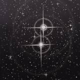 Twin Stars - 70 x 100 cm. Limited edition linoleumstryk af Marta Banaszak TWIN STARS linocut_black