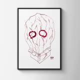 Maske II | Kunsttryk, Tegninger, Gicleé | Halfdan Pisket | Beauton Art Gallery kunsttryk, tegninger, gicleé, grafiske, illustrative, portræt, surrealistiske, tegneserier, stemninger, mennesker, seksualitet, røde, hvide, blæk, papir, tusch, ansigter, mænd, skitse, Køb original kunst og kunstplakater. Malerier, tegninger, limited edition kunsttryk & plakater af dygtige kunstnere.