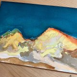 gouache-malerier, akvarel-malerier, abstrakte, æstetiske, landskab, natur, himmel, blå, brune, gule, papir, akvarel, smukke, samtidskunst, dekorative, design, interiør, bolig-indretning, moderne, moderne-kunst, bjerge, Køb original kunst og kunstplakater. Malerier, tegninger, limited edition kunsttryk & plakater af dygtige kunstnere.