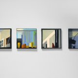 Vinduer VIII | Malerier | Noemi Staniszewska | Beauton Art Gallery malerier, æstetiske, figurative, grafiske, minimalistiske, arkitektur, hverdagsliv, mønstre, mennesker, beige, sorte, gule,  bomuldslærred, olie, smukke, samtidskunst, dekorative, design, interiør, bolig-indretning, moderne, moderne-kunst, vinduer, Køb original kunst og kunstplakater. Malerier, tegninger, limited edition kunsttryk & plakater af dygtige kunstnere.