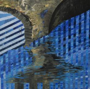bro vand striber blå farver malerier abstrakt gallerier kunstmalere kunst indretning