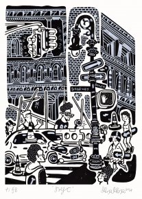 plakater-posters-kunsttryk, giclee-tryk, børnevenlige, grafiske, illustrative, monokrome, pop, arkitektur, tegneserier, humor, mennesker, sorte, grå, blæk, papir, arkitektoniske, byer, samtidskunst, dansk, dekorative, design, interiør, bolig-indretning, moderne, moderne-kunst, nordisk, skandinavisk, Buy original high quality art. Paintings, drawings, limited edition prints & posters by talented artists.