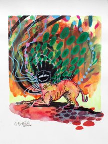 tegninger, gouache-malerier, akvarel-malerier, farverige, ekspressionistiske, grafiske, illustrative, pop, dyreliv, vilde-dyr, grønne, orange, røde, gule, akryl, blæk, papir, tusch, samtidskunst, dansk, dekorative, design, interiør, bolig-indretning, moderne, moderne-kunst, nordisk, obskurt, pop-art, plakater, skandinavisk, levende, Køb original kunst og kunstplakater. Malerier, tegninger, limited edition kunsttryk & plakater af dygtige kunstnere.