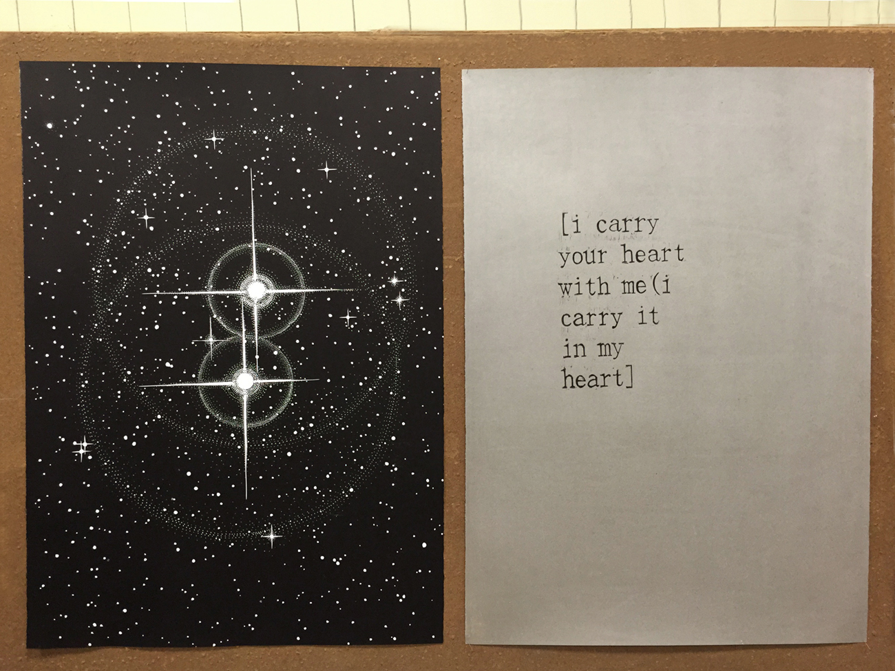 TWIN STARS linocut_twin print