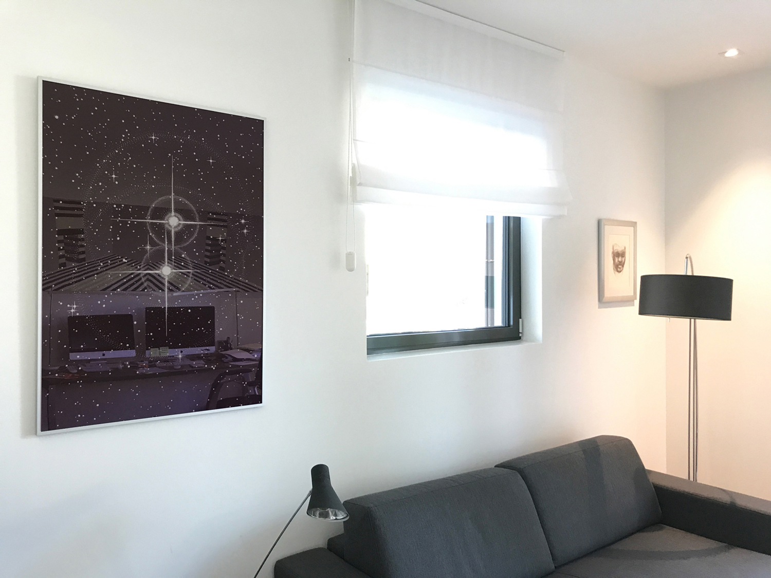 Twin Stars - 70 x 100 cm. Limited edition linoleumstryk af Marta Banaszak TWIN STARS linocut_private collection