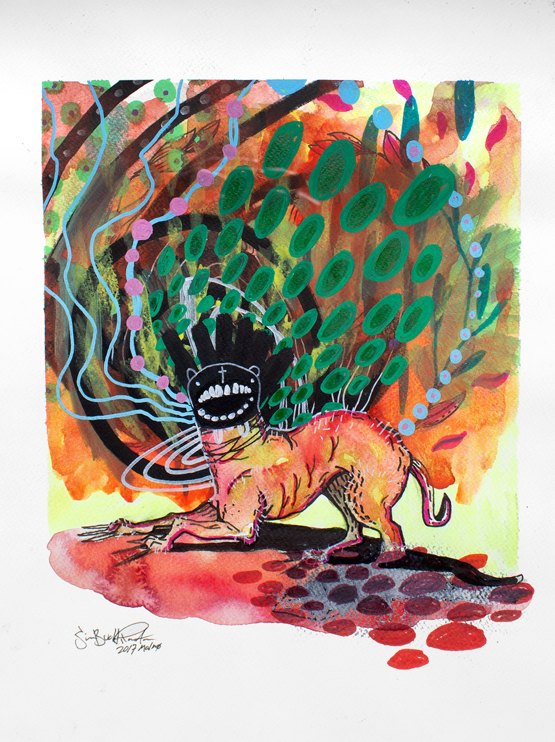 tegninger, gouache-malerier, akvarel-malerier, farverige, ekspressionistiske, grafiske, illustrative, pop, dyreliv, vilde-dyr, grønne, orange, røde, gule, akryl, blæk, papir, tusch, samtidskunst, dansk, dekorative, design, interiør, bolig-indretning, moderne, moderne-kunst, nordisk, obskurt, pop-art, plakater, skandinavisk, levende, Køb original kunst og kunstplakater. Malerier, tegninger, limited edition kunsttryk & plakater af dygtige kunstnere.