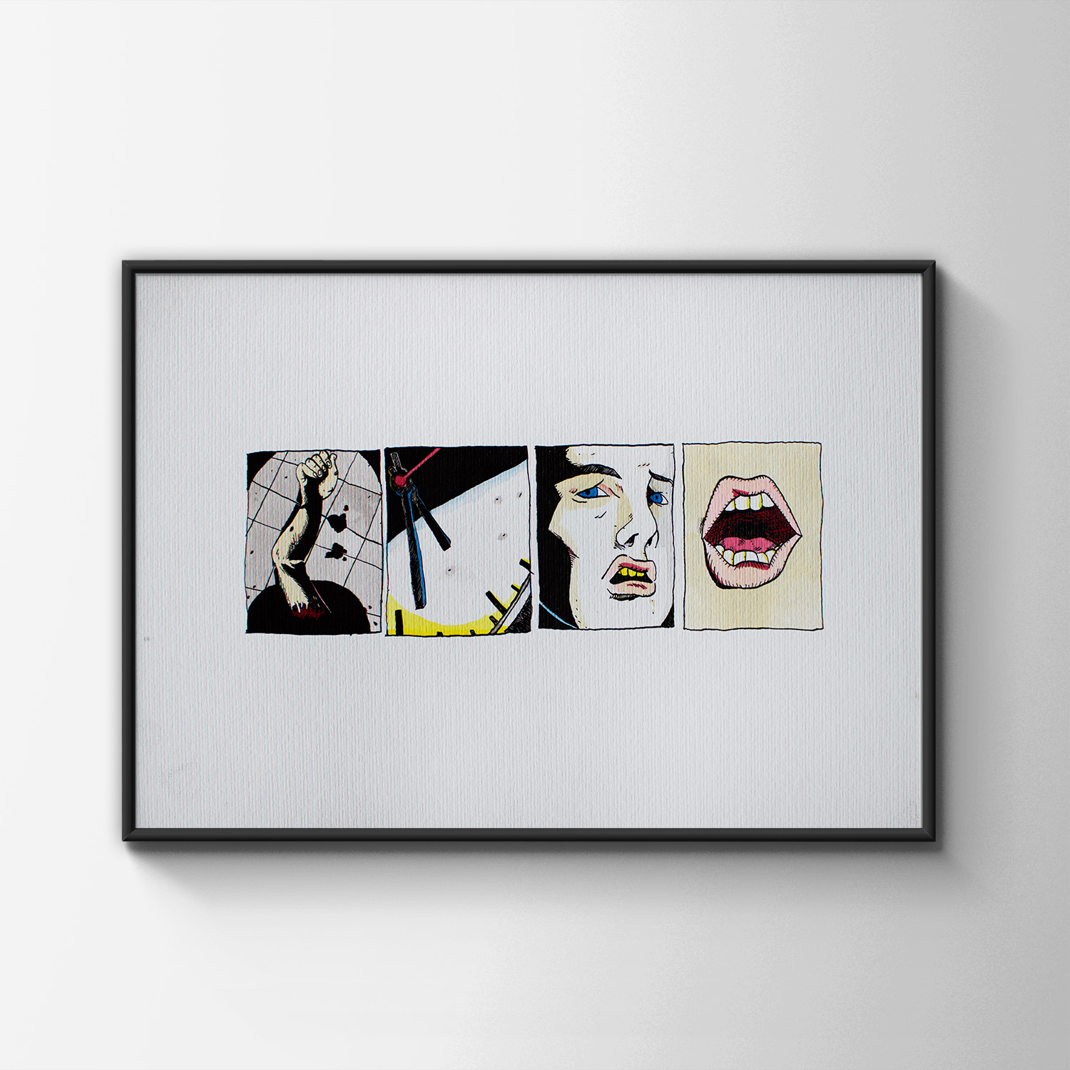 Untitled XXVII | Tegninger | Halfdan Pisket | Beauton Art Gallery tegninger, grafiske, illustrative, pop, portræt, tegneserier, hverdagsliv, stemninger, mennesker, sorte, hvide, gule, blæk, papir, akvarel, samtidskunst, ansigter, moderne, moderne-kunst, skitse, Køb original kunst og kunstplakater. Malerier, tegninger, limited edition kunsttryk & plakater af dygtige kunstnere.