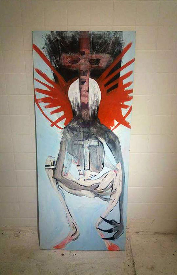 malerier, ekspressionistiske, pop, kroppe, kæledyr, religion, sorte, blå, brune, røde, akryl,  bomuldslærred, spraymaling, ekspressionisme, street-art, Køb original kunst af den højeste kvalitet. Malerier, tegninger, limited edition kunsttryk & plakater af dygtige kunstnere.