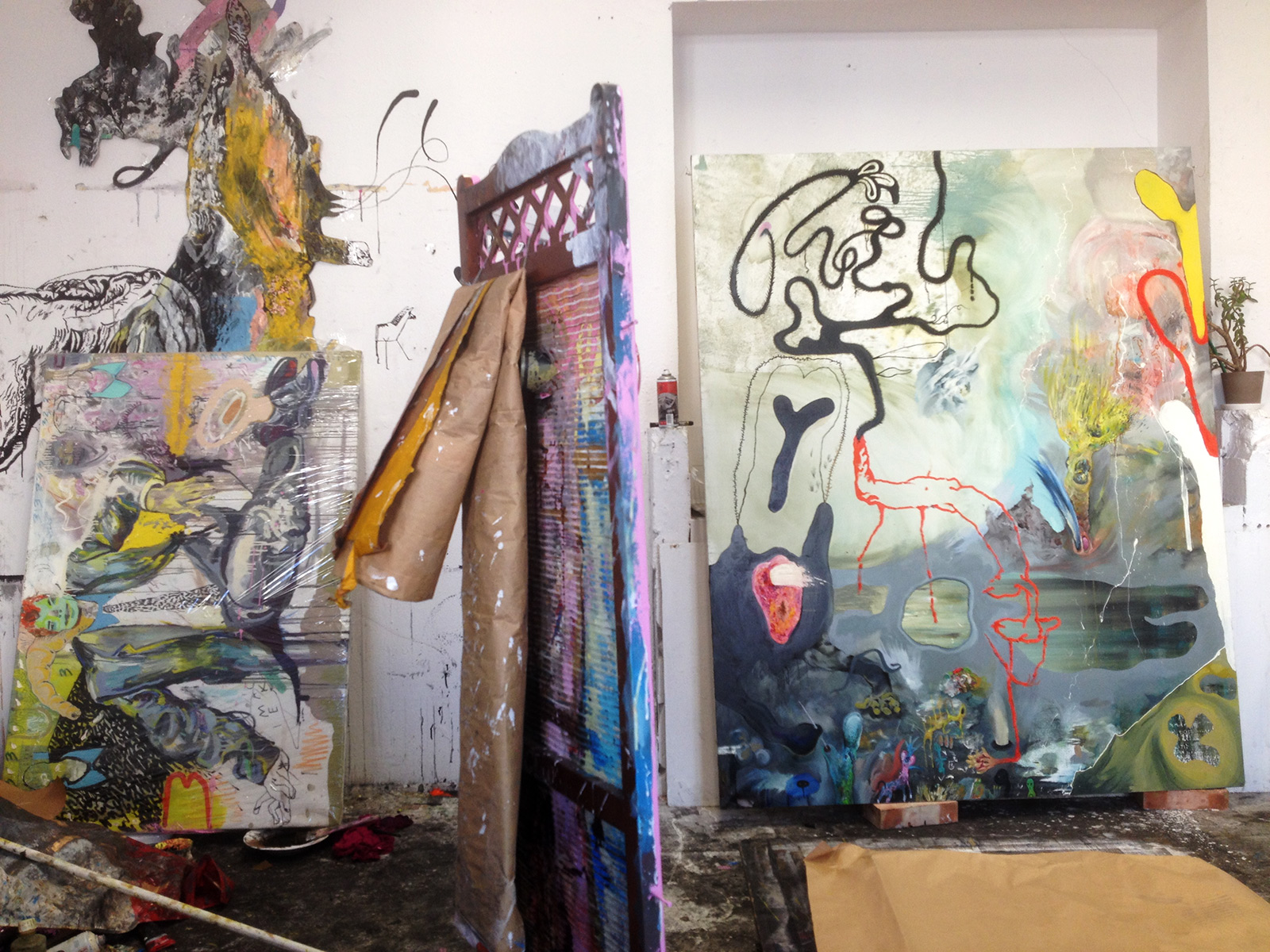 Hvorfor vil Fifraks ikke drikke fra vandpytten? | Malerier | Piotr Dudek | Beauton Art Gallery malerier, ekspressionistiske, grafiske, landskab, bevægelse, natur, dyreliv, grå, røde, hvide, gule,  bomuldslærred, olie, abstrakte-former, sceneri, vand, vilde-dyr, Køb original kunst af den højeste kvalitet. Malerier, tegninger, limited edition kunsttryk & plakater af dygtige kunstnere.