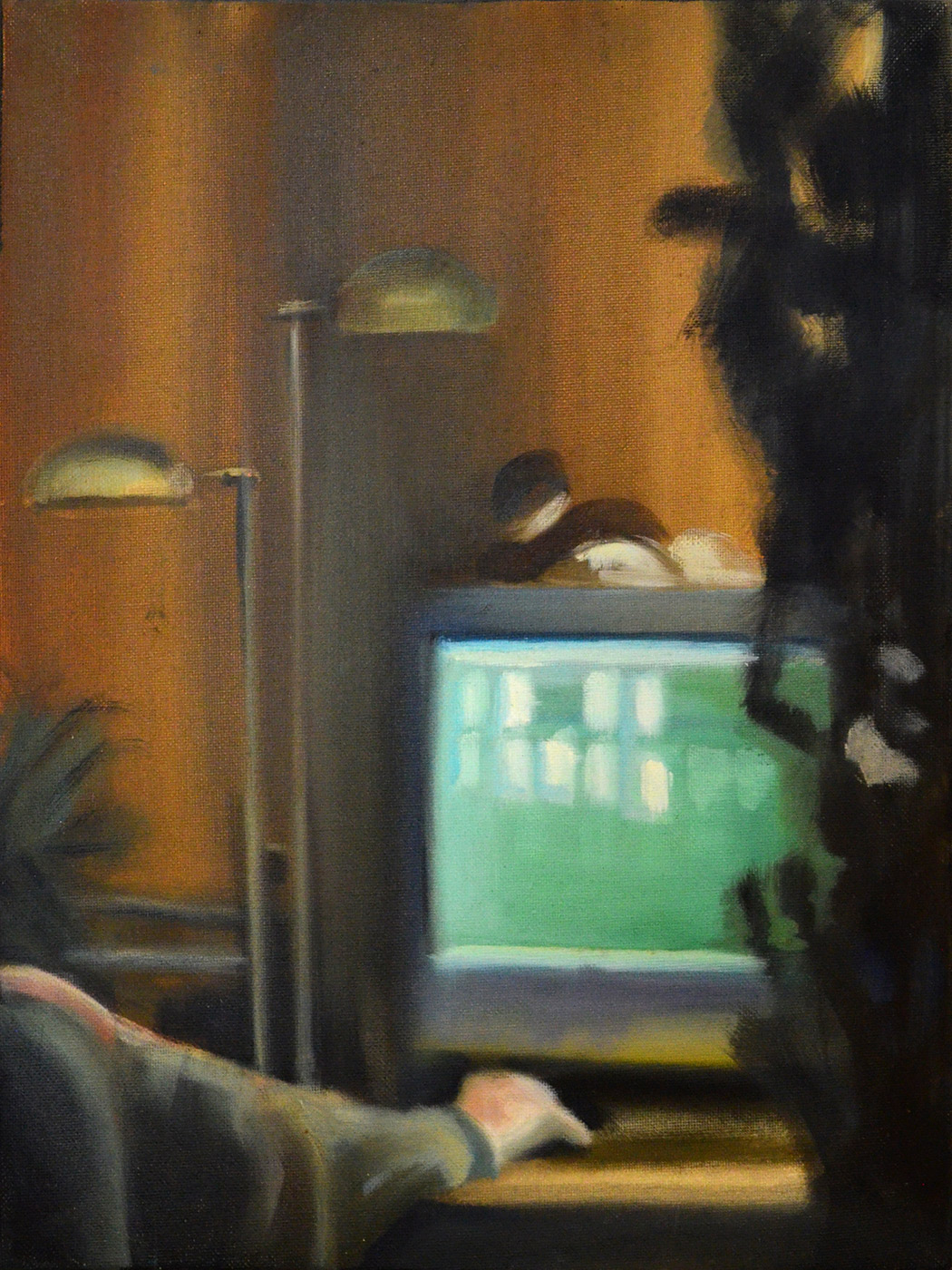 Vinduer IV | Malerier | Noemi Staniszewska | Beauton Art Gallery malerier, figurative, grafiske, arkitektur, kroppe, hverdagsliv, mønstre, sorte, brune, grønne,  bomuldslærred, olie, arkitektoniske, smukke, bygninger, samtidskunst, dekorative, design, interiør, bolig-indretning, moderne, moderne-kunst, vinduer, Køb original kunst og kunstplakater. Malerier, tegninger, limited edition kunsttryk & plakater af dygtige kunstnere.