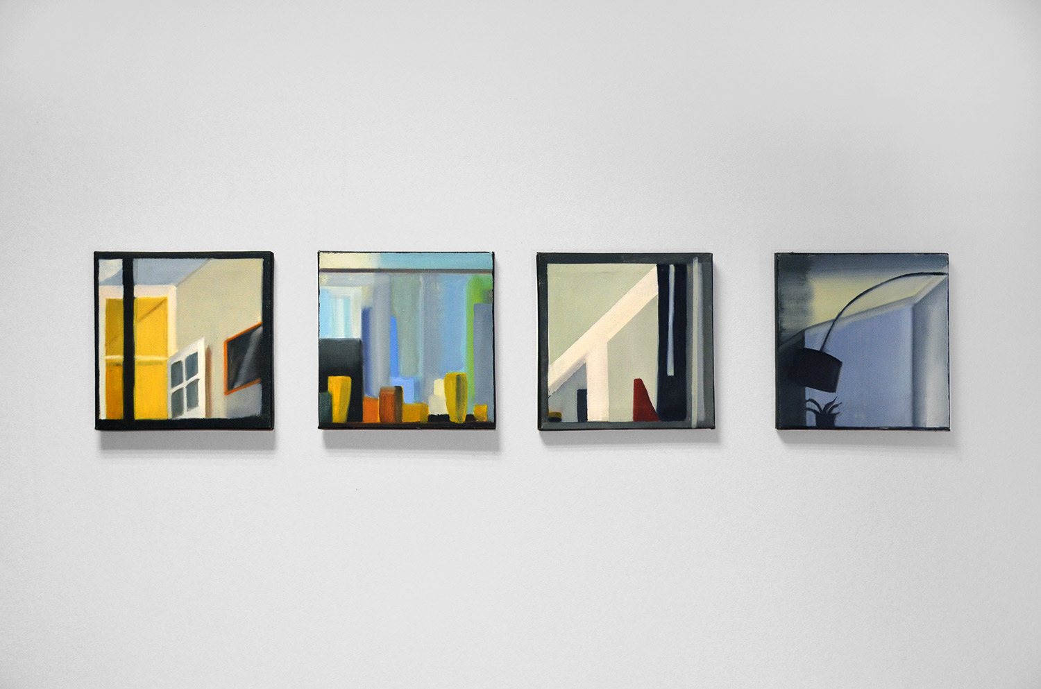 Vinduer IX | Malerier | Noemi Staniszewska | Beauton Art Gallery malerier, farverige, figurative, grafiske, illustrative, still-life, arkitektur, hverdagsliv, mønstre, blå, brune, grønne, grå, røde,  bomuldslærred, olie, arkitektoniske, smukke, bygninger, samtidskunst, dekorative, design, interiør, bolig-indretning, moderne, moderne-kunst, vinduer, Køb original kunst og kunstplakater. Malerier, tegninger, limited edition kunsttryk & plakater af dygtige kunstnere.